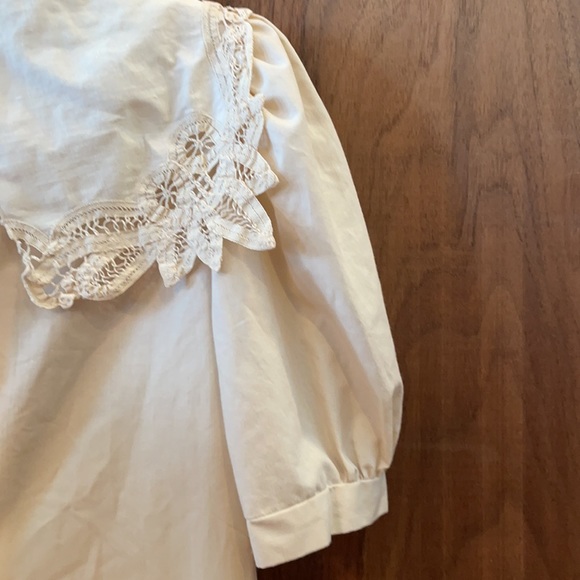 Vintage boutique blouse lace shirt prairie top cream girls size 10 - Picture 10 of 13